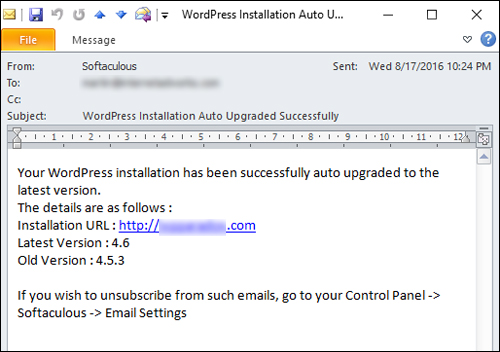 WordPress Auto-Upgrade Feature - Email Notification