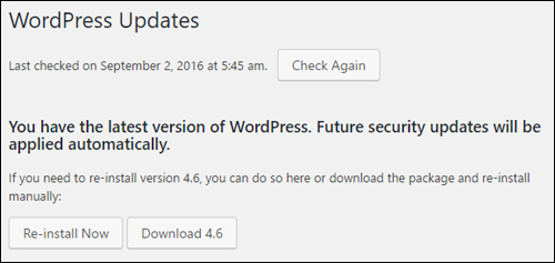 WordPress Updates Notice