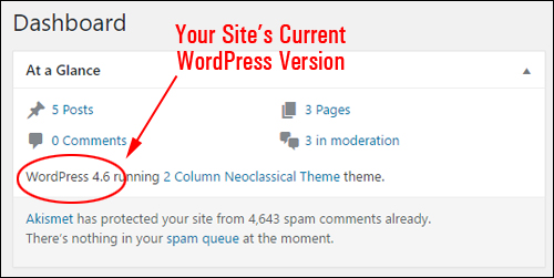 Your Site's Current WordPress Version