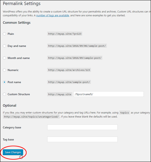 WordPress Permalinks Settings