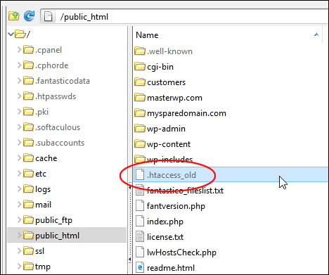 Rename .htaccess file