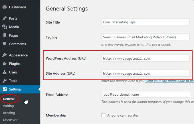 WordPress Address (URL) and Site Address (URL) fields are no longer greyed out