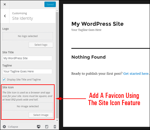 Add a Favicon to WordPress using the Site Icon feature