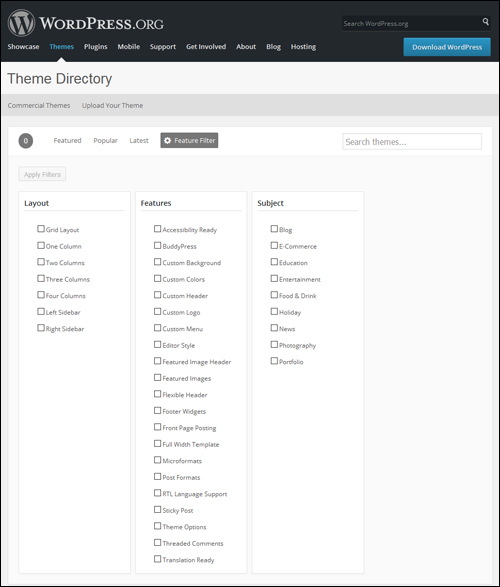 Theme Directory - Feature Filter