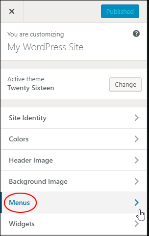 WordPress Theme Customizer - Menus