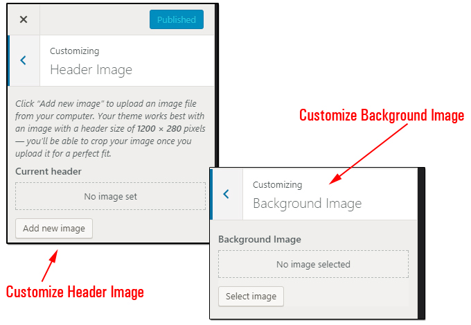 Customize WordPress Header and Background images