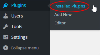 WordPress Plugins Menu - Installed Plugins 