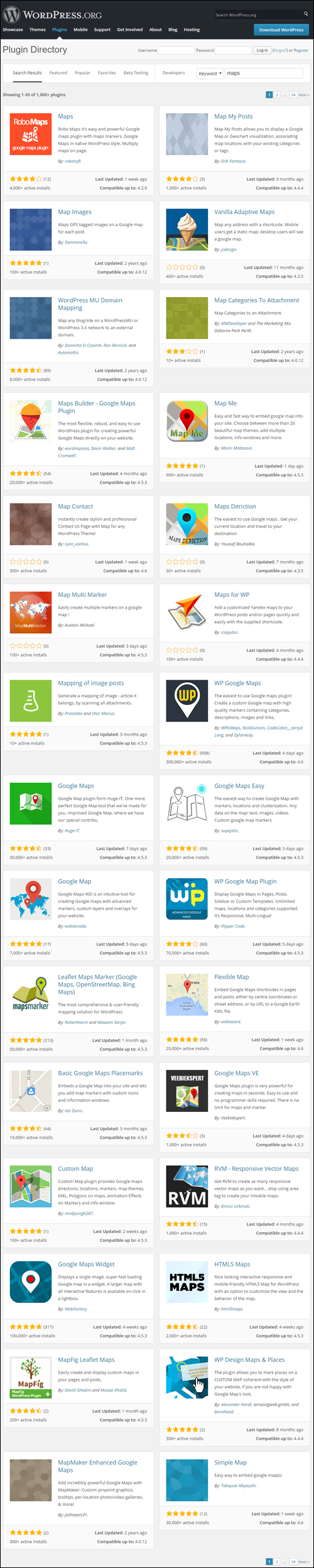WordPress Plugin Search - Maps