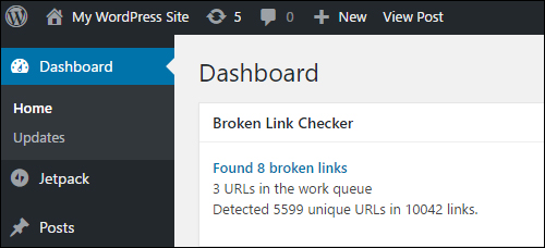 Dashboard - Broken Link Checker Widget