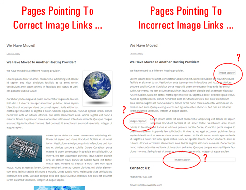 Incorrect image links cause missing image errors