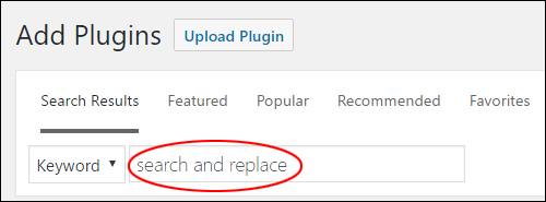 Add Plugins > Search And Replace