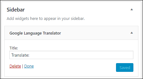 Google Language Translator widget options