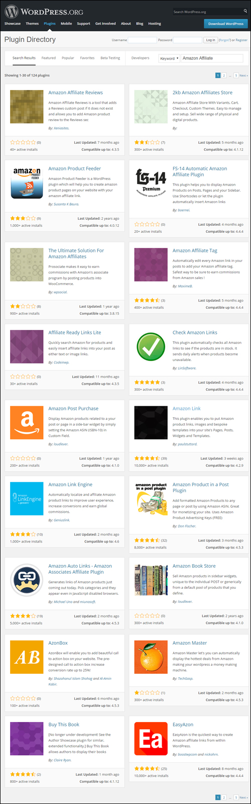 WordPress Plugin Search - Amazon Affiliate