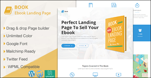 Book - Responsive eBook Landing Page WordPress Theme