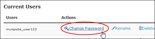 MySQL Database: Users - Change Password