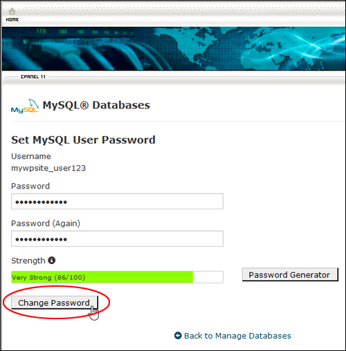 MySQL Databases - Set New Password
