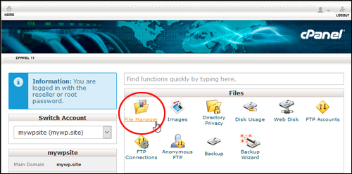 cPanel:Files - File Manager