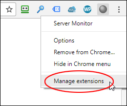 Server Monitor - Manage extensions