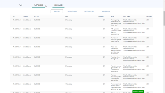 MalCare login logs