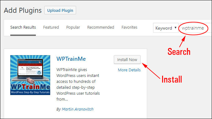 Install WPTrainMe Plugin