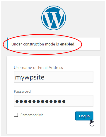 WordPress login notice