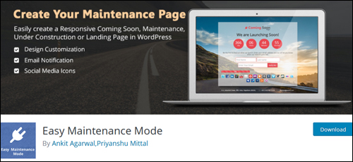 Easy Maintenance Mode WP Plugin