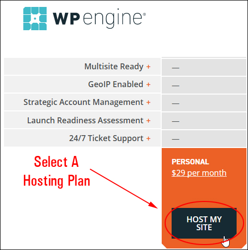 Select A Hosting Plan