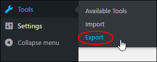 Tools > Export menu