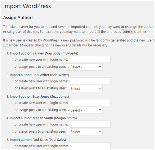 Import WordPress - Assign Authors