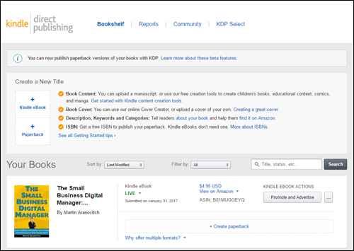 Your books are listed on your Amazon KDP bookshelf