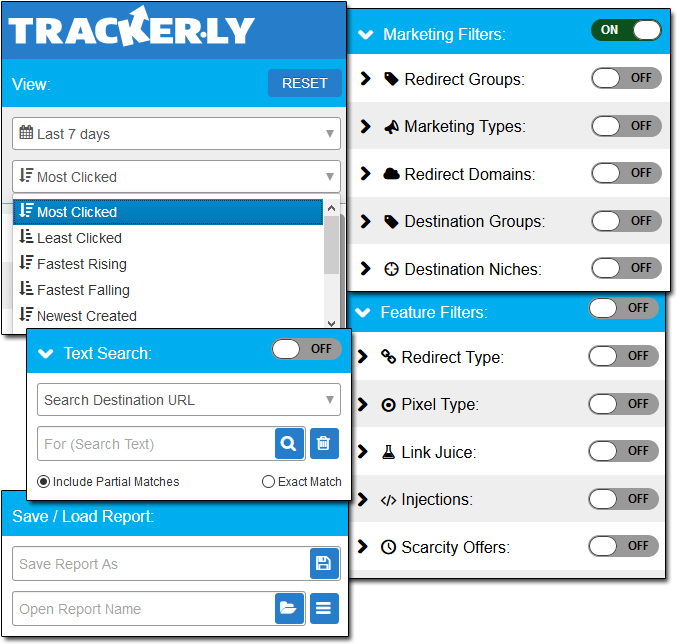 Trackerly's advanced link search and filtering tools
