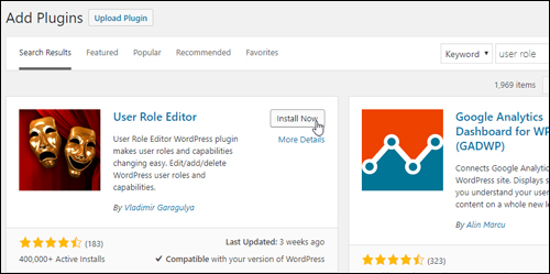 Install User Role Editor From Your WordPress Dashboard