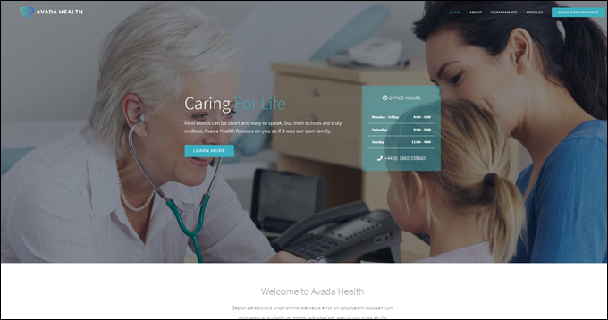 Avada Health WordPress Theme