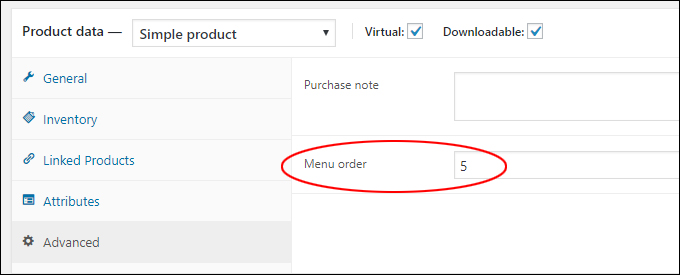WooCommerce product menu order.