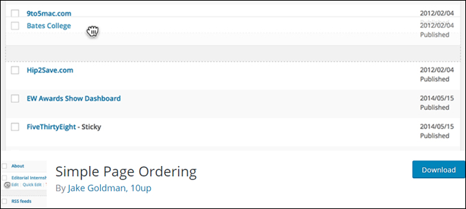 Simple Page Ordering plugin for WordPress.