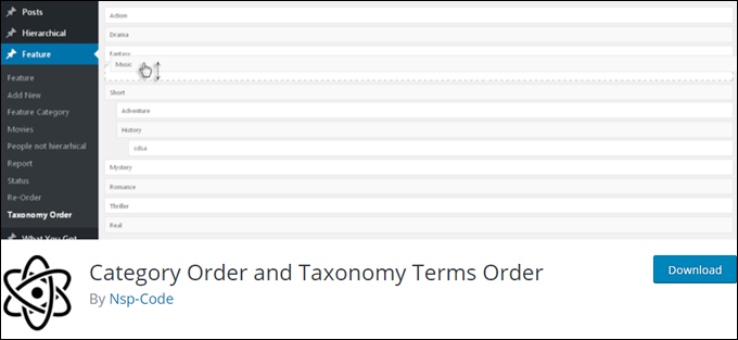 Category Order and Taxonomy Terms Order - WordPress plugin.