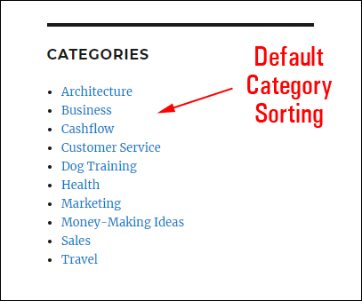 Default category sorting.