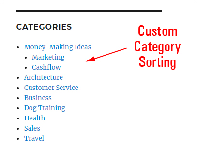 Custom category sorting.