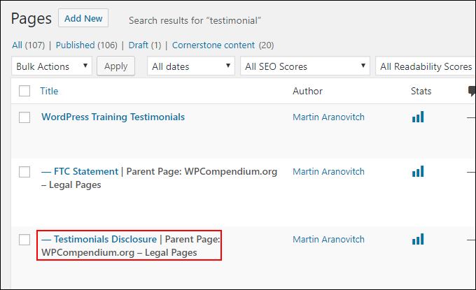 Add A 'Testimonials Disclosure' Page