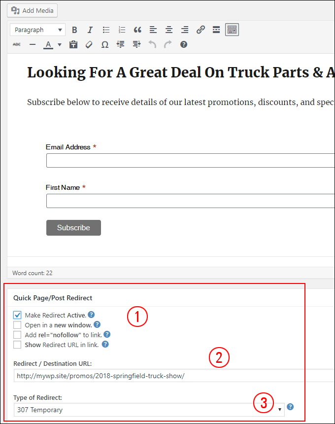 Configure your landing page redirection settings