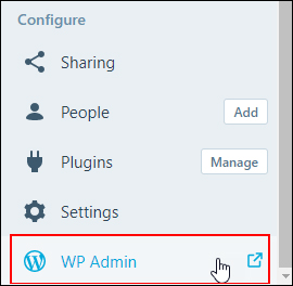 Click WP Admin to return to your site's dashboard