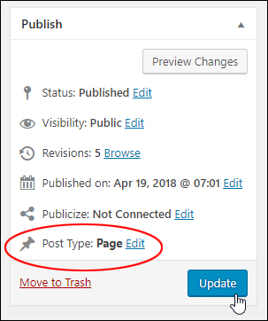 Confirm new post type and update