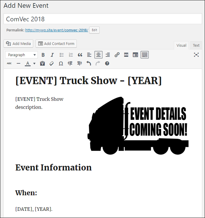 Save time with an events template ...