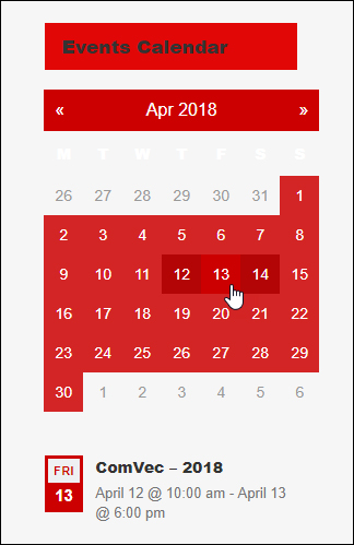 Display a mini calendar on your sidebar