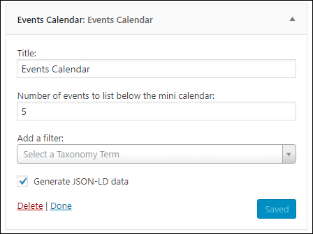 Events Calendar widget