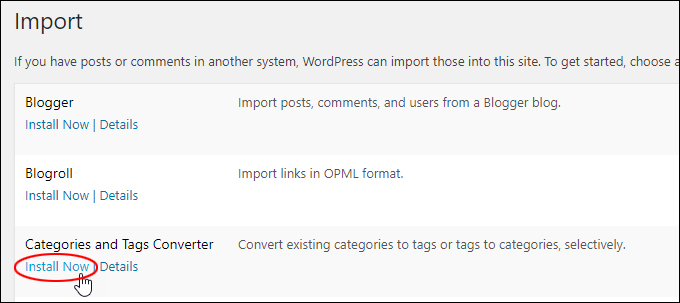 Install Categories and Tags Converter