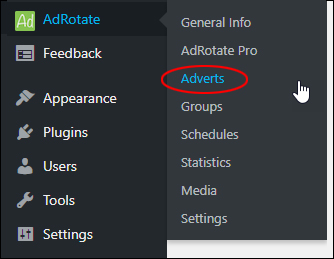 AdRotate - Adverts menu