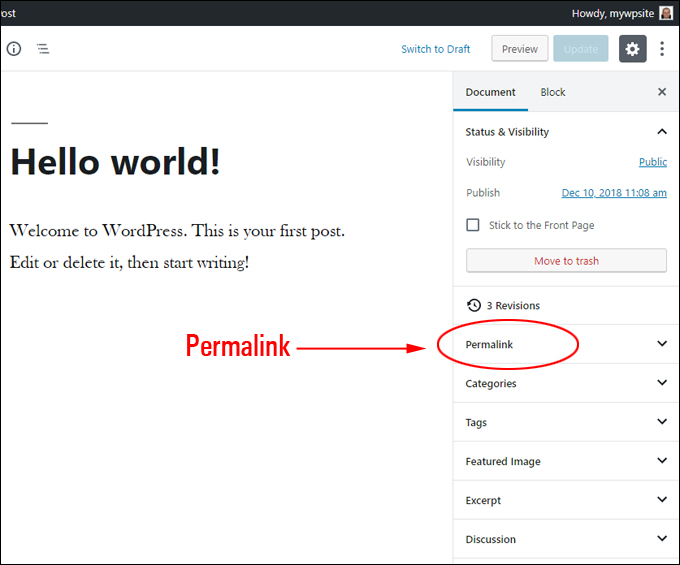 Permalink Settings Panel