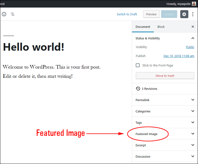 Featured Image Settings Panel