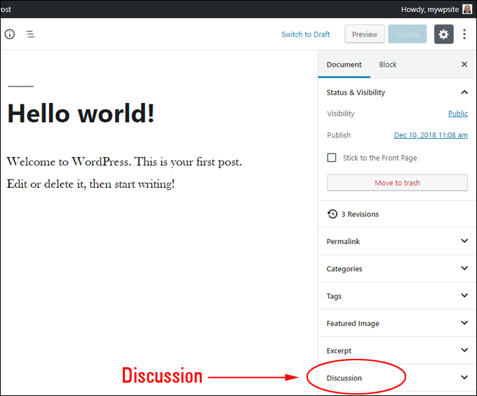 Discussion Settings Panel